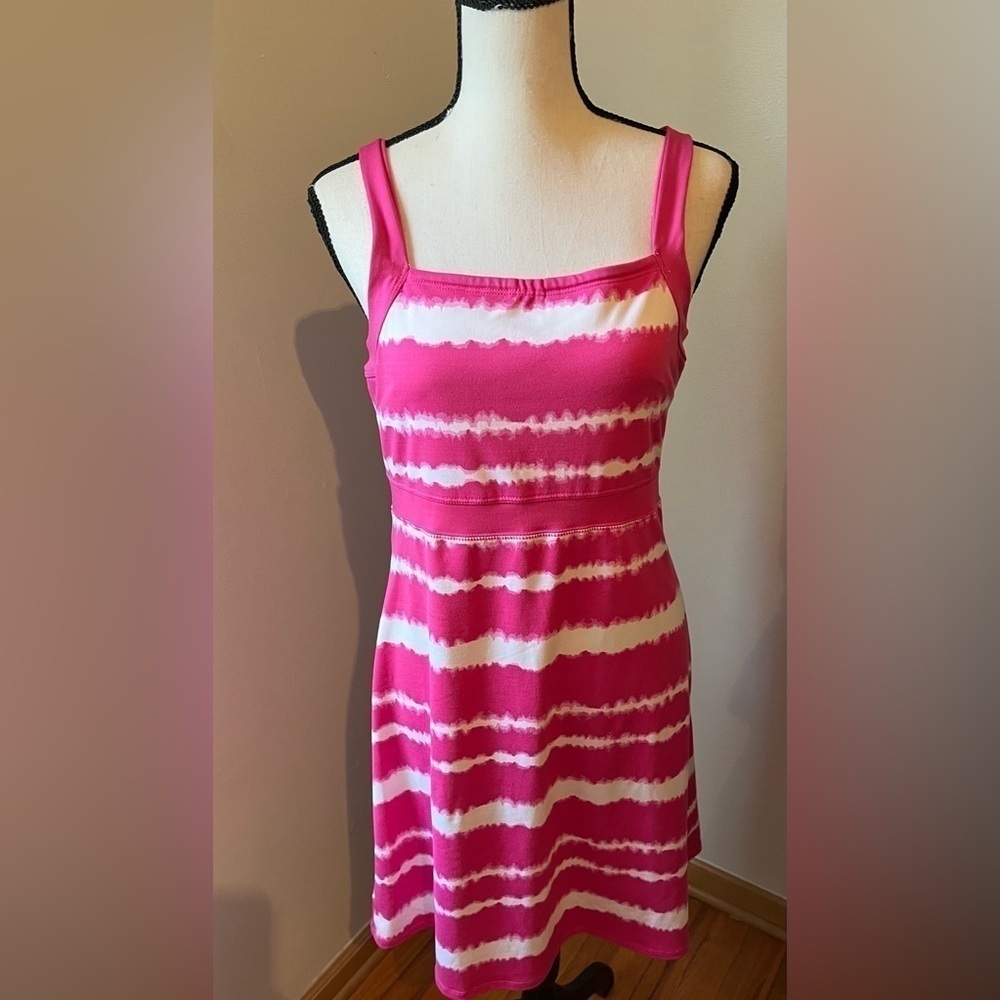 Soybu Pink & White Tie Dye Athletic Summer Halter Dress Women's Size Medium
